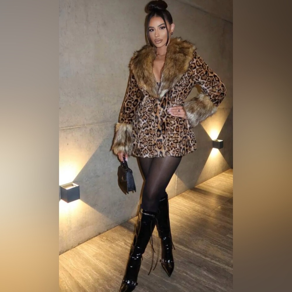 Women's Boy & Girl Animal Print and Faux Fur Trench Coat See 6XL